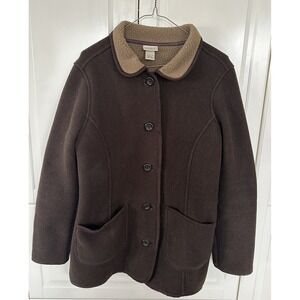 LL Bean Women's Sweater Jacket Green Button Up Cardigan Size Medium Reg 276586